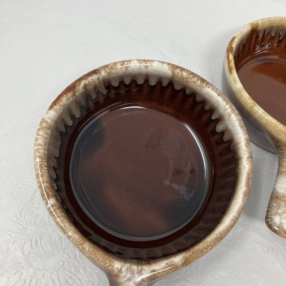 VTG McCoy 874 Brown Pottery Drip Glaze Soup Chili Bowl w/ Handle Set of 3 - Picture 13 of 15
